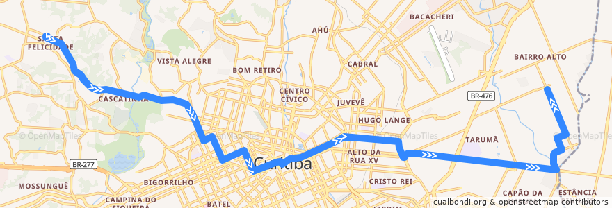 Mapa del recorrido Bairro Alto / Santa Felicidade de la línea  en Curitiba.