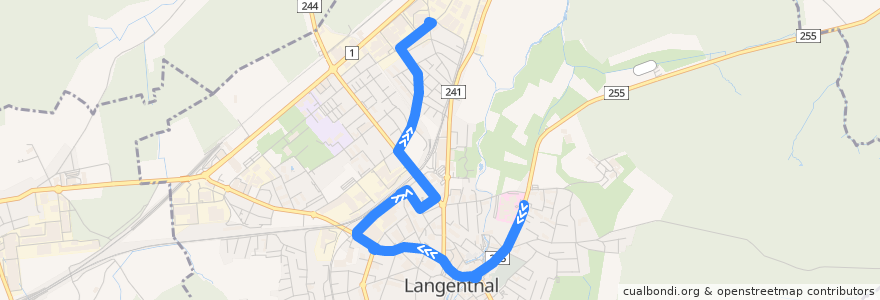 Mapa del recorrido Bus 63: Langenthal, Spital => Industrie Nord de la línea  en Langenthal.