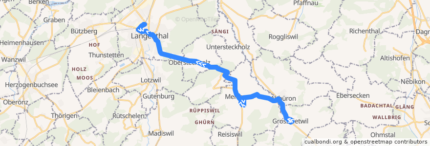 Mapa del recorrido Bus 51: Grossdietwil => Langenthal de la línea  en Oberaargau administrative district.