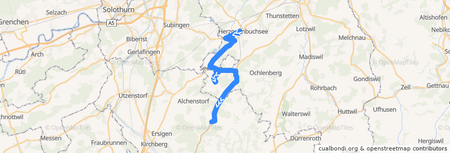 Mapa del recorrido Bus 54: Herzogenbuchsee => Niederönz => Wynigen de la línea  en Verwaltungsregion Emmental-Oberaargau.