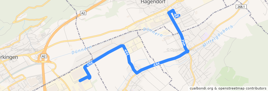 Mapa del recorrido Bus 513: Hägendorf => Briefzentrum de la línea  en Bezirk Olten.