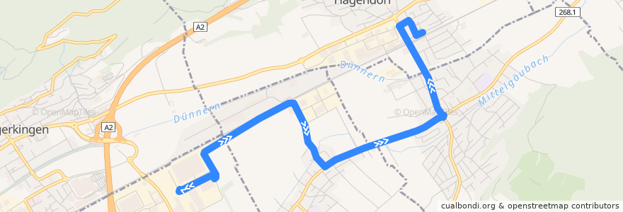 Mapa del recorrido Bus 513: Briefzentrum => Hägendorf de la línea  en Bezirk Olten.