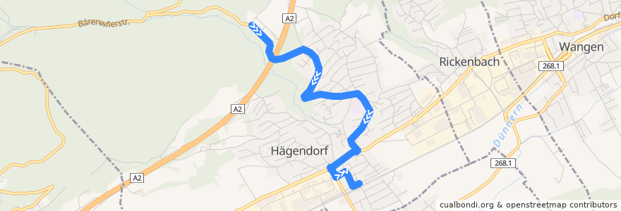 Mapa del recorrido Bus 555: Hägendorf, Gnöd => Bahnhof de la línea  en Hägendorf.