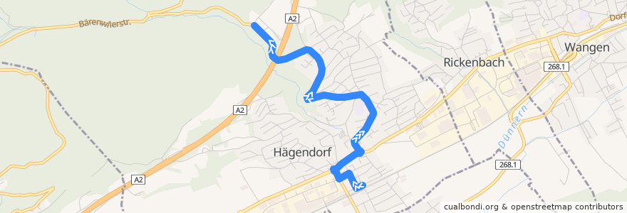 Mapa del recorrido Bus 555: Hägendorf, Bahnhof => Gnöd de la línea  en Hägendorf.