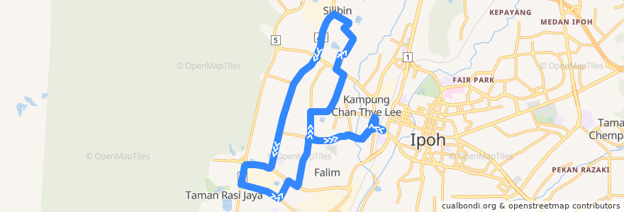 Mapa del recorrido F102 Stesen Bas Medan Kidd - Manjoi - Buntong - Stesen Bas Medan Kidd (Loop) de la línea  en Kinta.