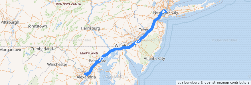 Mapa del recorrido Flixbus 2601: New York City => Rosslyn de la línea  en États-Unis d'Amérique.