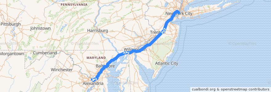 Mapa del recorrido Flixbus 2601: Rosslyn => New York City de la línea  en Amerika Syarikat.