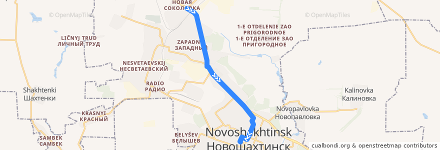 Mapa del recorrido Автобус 16: Новая соколовка => центр de la línea  en городской округ Новошахтинск.