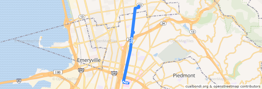 Mapa del recorrido Alta Bates Summit Shuttle Bullet: Merritt Pavilion => Alta Bates Campus de la línea  en Oakland.