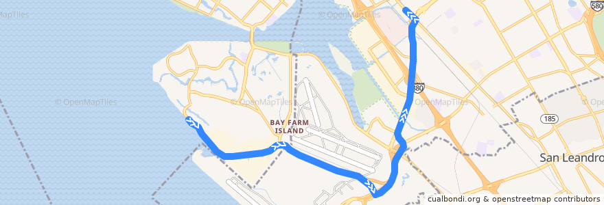 Mapa del recorrido Harbor Bay Business Park Shuttle (evening trips 2, 5) de la línea  en 앨러미다 군.