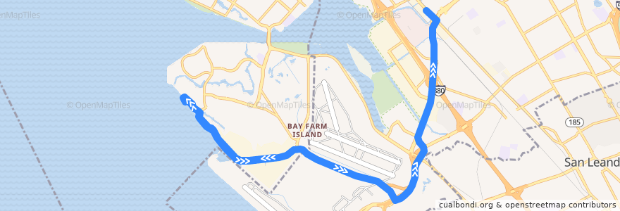 Mapa del recorrido Harbor Bay Business Park Shuttle (evening trips 7, 9) de la línea  en Condado de Alameda.