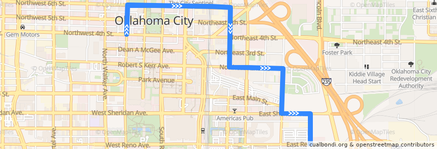 Mapa del recorrido CIRC de la línea  en Oklahoma City.