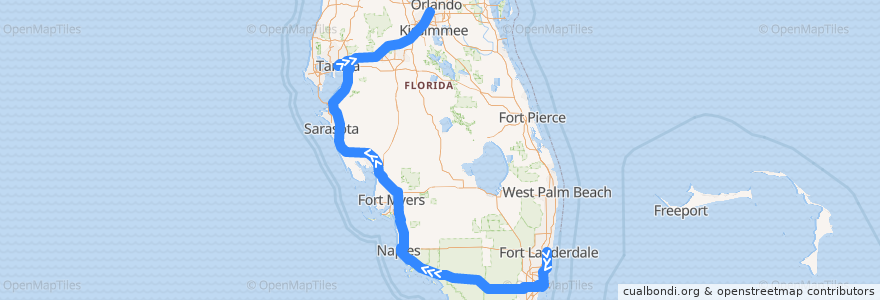 Mapa del recorrido Flixbus 2421: Fort Lauderdale => Orlando de la línea  en フロリダ州.