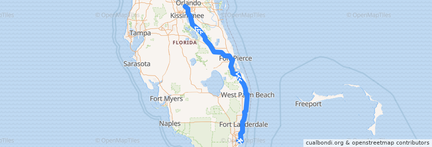 Mapa del recorrido Flixbus 2411: Miami => Orlando de la línea  en 佛罗里达州/佛羅里達州.
