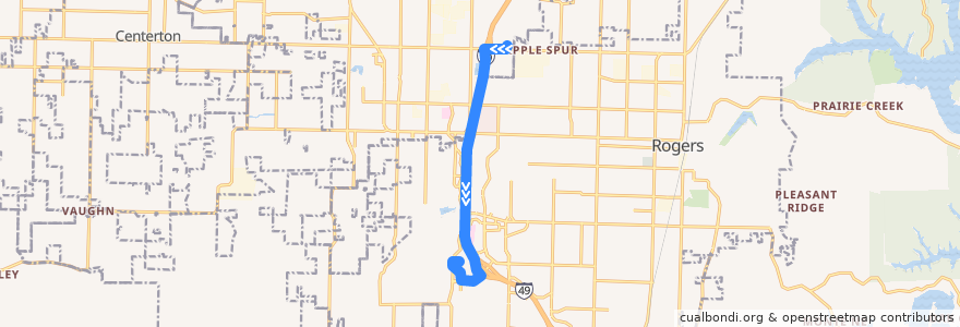 Mapa del recorrido ORT 490 Southbound NWACC-Hunt Tower de la línea  en Benton County.