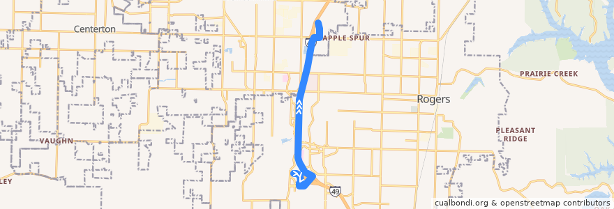 Mapa del recorrido ORT 490 Northbound Hunt Tower-NWACC BC de la línea  en Benton County.