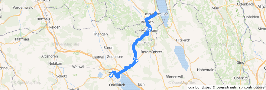 Mapa del recorrido Bus 399: Sursee => Beinwil am See de la línea  en Suisse.