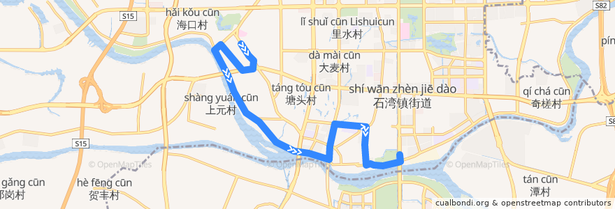 Mapa del recorrido 179路（禅城区中心医院临时站-东平大桥公交枢纽站） de la línea  en فوشان.