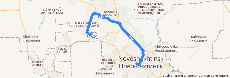 Mapa del recorrido Автобус 1: Радио 2 => Центр de la línea  en городской округ Новошахтинск.