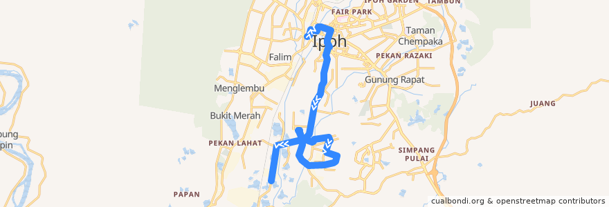Mapa del recorrido T35 Stesen Bas Medan Kidd – Pasir Puteh – Pengkalan Sentosa (outbound) de la línea  en Перак.