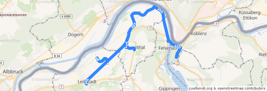 Mapa del recorrido Bus 147: Leibstadt => Koblenz de la línea  en Bezirk Zurzach.