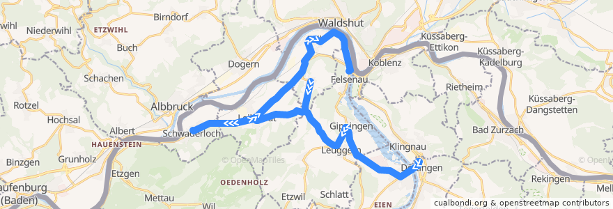 Mapa del recorrido Bus 149: Döttingen => Leuggern => Felsenau Werkhof de la línea  en Bezirk Zurzach.