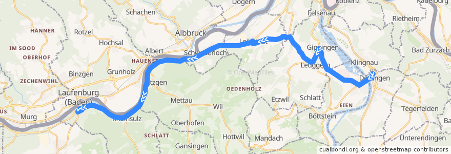 Mapa del recorrido Bus 149: Döttingen => Laufenburg de la línea  en Argovie.