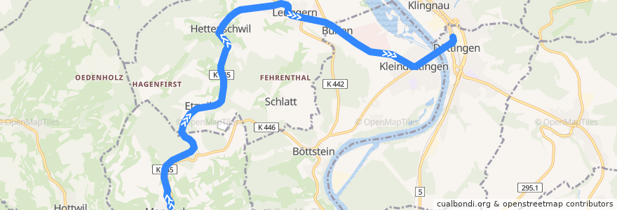 Mapa del recorrido Bus 148: Mandach => Döttingen de la línea  en Bezirk Zurzach.