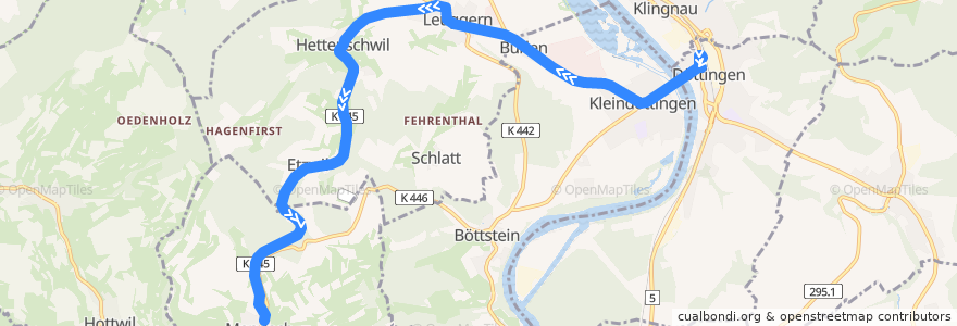 Mapa del recorrido Bus 148: Döttingen => Mandach de la línea  en Bezirk Zurzach.