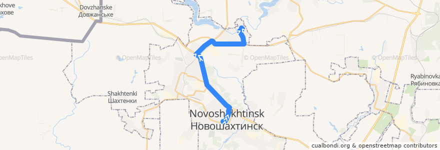 Mapa del recorrido Автобус 4: Центр => Соколово-Кундрюченский de la línea  en городской округ Новошахтинск.