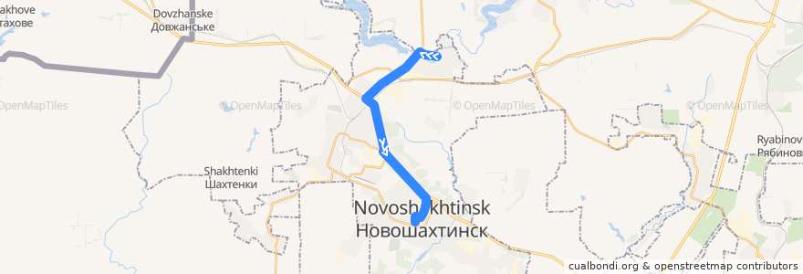 Mapa del recorrido 8 Центр - По требованию (водострой) de la línea  en городской округ Новошахтинск.