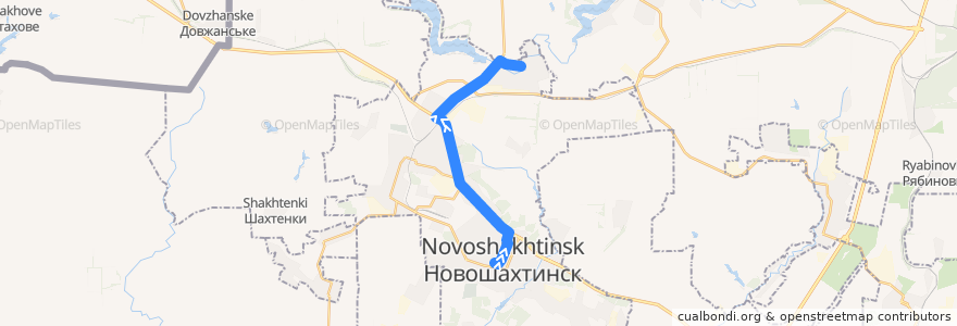 Mapa del recorrido Автобус 8: Центр => Водострой de la línea  en городской округ Новошахтинск.