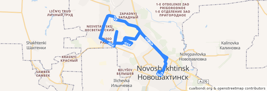 Mapa del recorrido Автобус 18Б: Центр => Клуб => Центр de la línea  en 新沙赫京斯克.