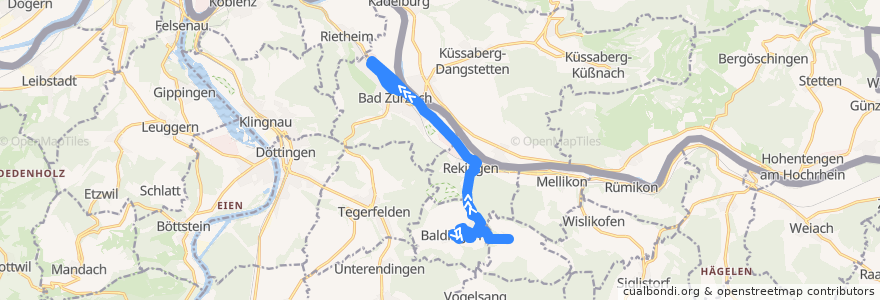 Mapa del recorrido Bus 358: Baldingen => Böbikon => Bad Zurzach de la línea  en Zurzach.