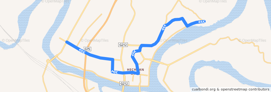 Mapa del recorrido 632路 世纪乐都→工商职业学院（区公安局） de la línea  en Hechuan District.