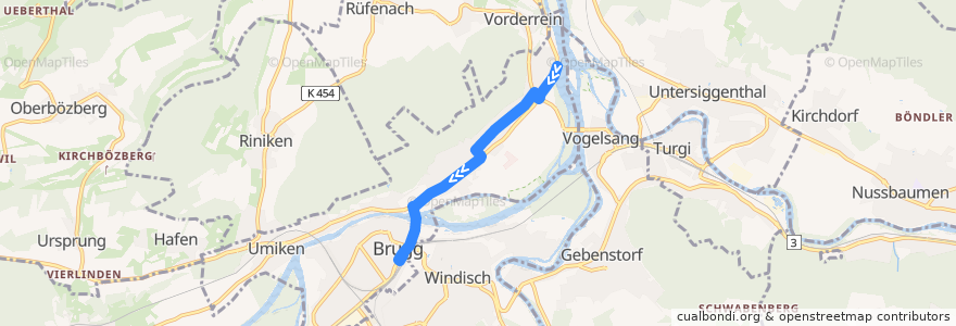 Mapa del recorrido Bus 376: Lauffohr => Brugg AG de la línea  en Brugg.