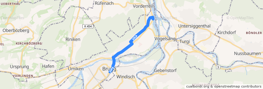 Mapa del recorrido Bus 376: Brugg AG => Lauffohr de la línea  en Brugg.