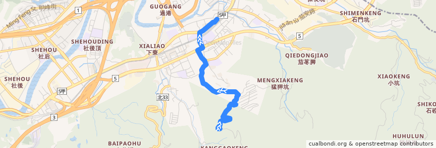 Mapa del recorrido 新北市新巴士 F911 天秀宮->汐止火車站 de la línea  en Xizhi.