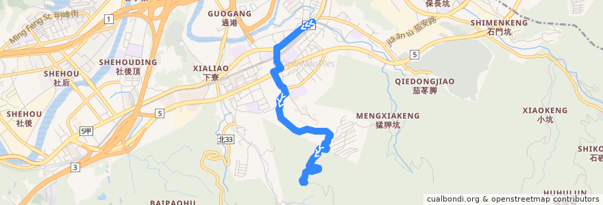 Mapa del recorrido 新北市新巴士 F911 汐止火車站->天秀宮 de la línea  en 시즈 구.