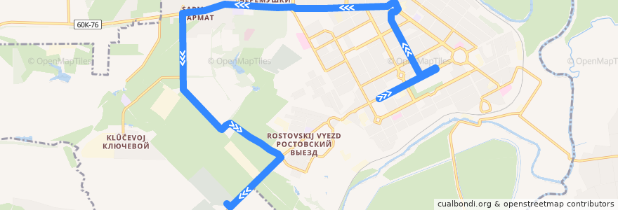 Mapa del recorrido Автобус №6 Азовский рынок - Дачи - Новое кладбище de la línea  en городской округ Новочеркасск.