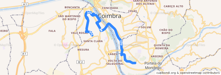 Mapa del recorrido 38: Santa Clara => Fórum => Pólo 2 de la línea  en Coimbra.