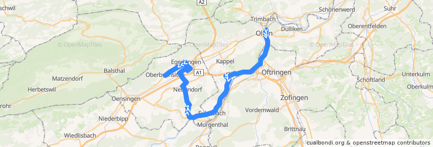 Mapa del recorrido Bus N56: Olten, Bahnhof => Oberbuchsiten, Löwen de la línea  en Solothurn.