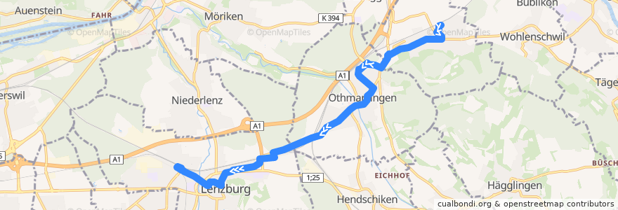 Mapa del recorrido Bus 393: Mägenwil => Lenzburg de la línea  en Aargau.