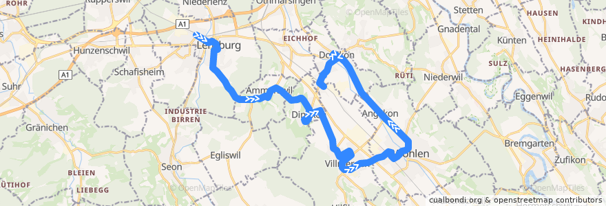 Mapa del recorrido Bus N92: Lenzburg => Dottikon-Dintikon de la línea  en Argovie.