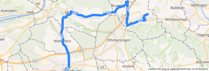 Mapa del recorrido Bus 382: Lenzburg => Mägenwil de la línea  en Aargau.