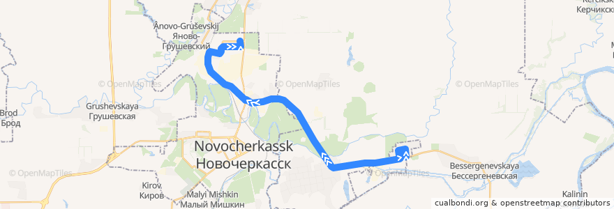 Mapa del recorrido Автобус №55 Посёлок Донской - ул. Котовского de la línea  en Ростовская область.