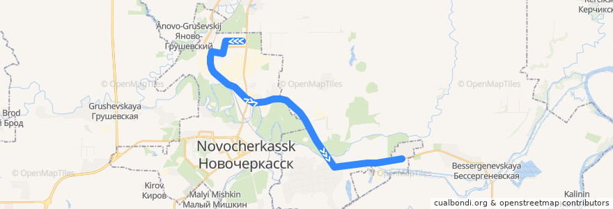 Mapa del recorrido Автобус №55 Ул. Котовского - Посёлок Донской de la línea  en Oblast Rostow.