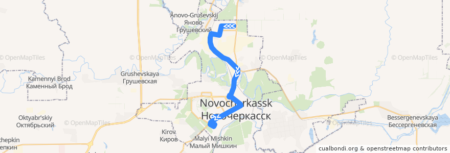 Mapa del recorrido Автобус №54 Ул. Котовского - Школа №12 - ул. Украинская de la línea  en городской округ Новочеркасск.