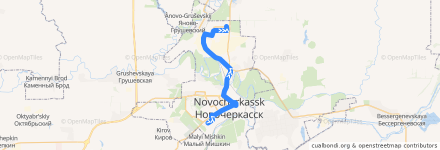 Mapa del recorrido Автобус №54 Ул. Украинская - ул. Котовского de la línea  en городской округ Новочеркасск.