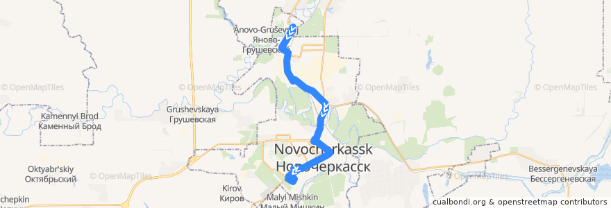 Mapa del recorrido Автобус №52 Молодёжный - Школа №12 - ул. Украинская de la línea  en городской округ Новочеркасск.